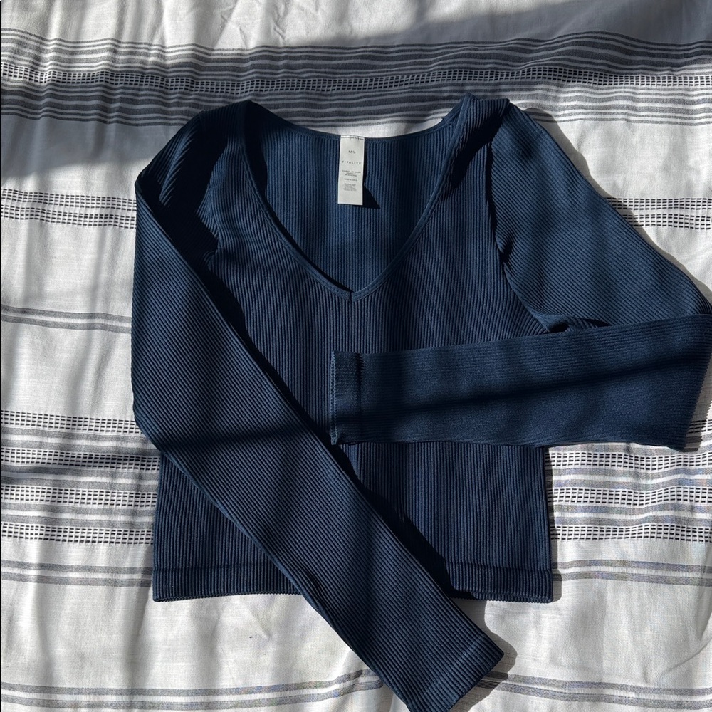 Elegant Deep Blue Long Sleeve Top
